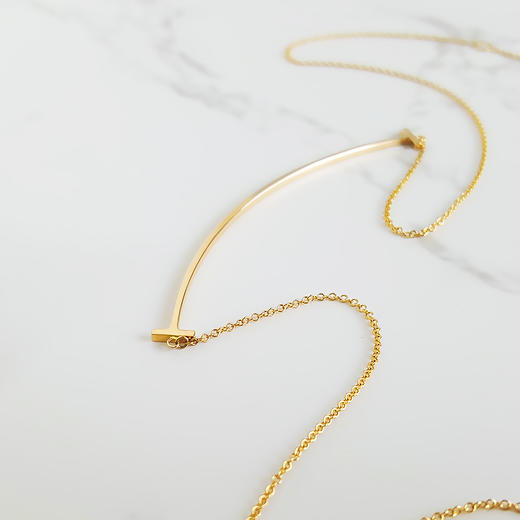 【95新】Tiffany & Co.蒂芙尼Tiffany T 系列大号18K黄金Smile笑脸项链链长约45cm女士 251225TJ03 商品图3