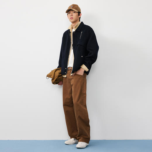 NPC潮牌100%绵羊毛拉链口袋毛呢外套短款夹克男轻奢上新NP57WC40 商品图1