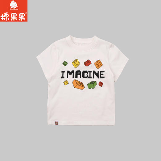 棉果果× LEGO男童女童夏季凉感白色短袖氨棉汗布纯棉短袖T恤L202140226393 商品图0