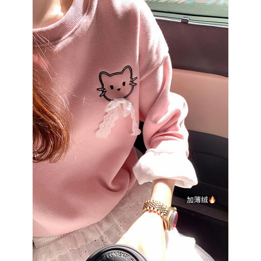 <曾小咸推荐>现货秒杀 ！微信超特价！韩系蕾丝蝴蝶结加绒卫衣 日常199.99 立减110 秒杀89.99！！ 商品图1