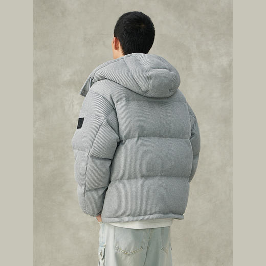 NPC潮牌立体肌理感坑条纹粗针毛织连帽羽绒服90白鸭绒NP38DJ31 商品图2