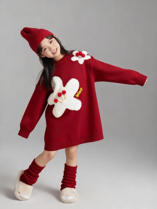 【柔软保暖舒适❗️新年仪式感满满】2026新年春节姐弟毛衣秋冬新款男女童过年红色五角星百搭圣诞针织新年红色上衣。jc 商品图2