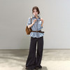 西遇独特花边条纹蓝色衬衫女2026年春季新款韩系chic宽松衬衣SS060070 商品缩略图1
