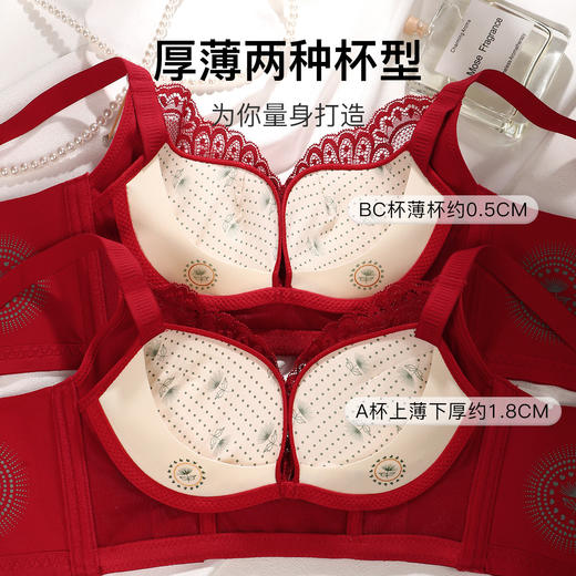 A4-【A-C杯】【院线调整塑型】强聚拢收副乳小胸聚拢防下垂调整型红内衣女文胸 梨花娇雪/烈焰繁花 商品图4