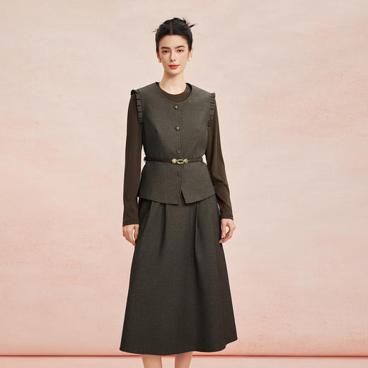 RE403斯尔丽26新款气质小香风圆领马甲搭配A型裙摆连衣裙免搭配套装 商品图5