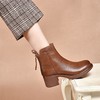 真皮马丁靴女款2024年新款冬季圆头中跟软底流行加绒粗跟女士短靴 商品缩略图0