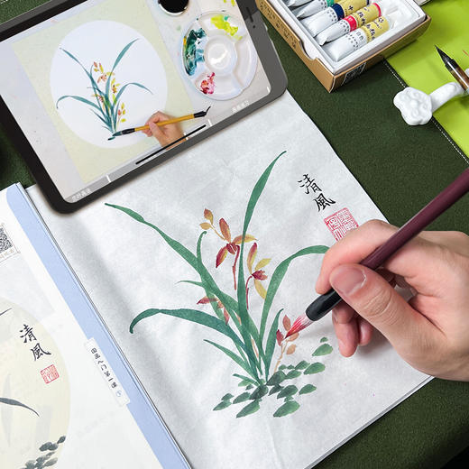 【国画入门书课包】画国画中国画入门描摹本国画工笔花卉人物画本工具描红书初学者画画临摹画册毛笔绘画练习视频教材套装 商品图13