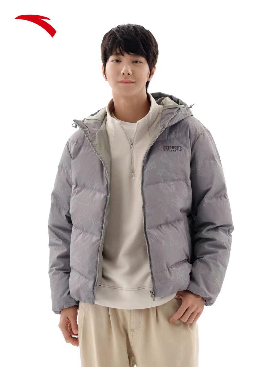 安踏连帽运动羽绒服男冬季新款防泼水鸭绒保暖休闲棉服152548911