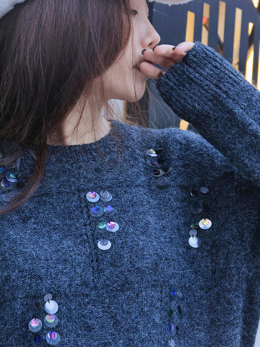 【百图lulu定制】 软糯风圆领毛衣女套头  高级感  针织衫 商品图1