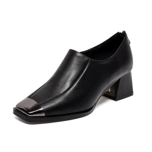 2025新款法式气质方头高跟鞋女秋冬软皮粗跟深口单鞋春秋款小皮鞋 商品图4