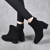 瘦瘦靴中跟磨砂短靴冬季加绒弹力中筒方头粗跟5厘米高跟裸靴踝靴 商品缩略图0