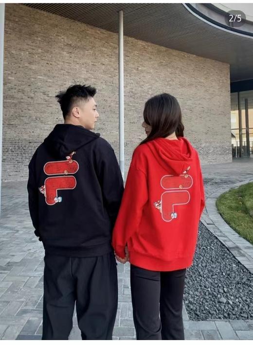 F010915运喜庆中国红加绒加厚连帽卫衣男女同款 商品图4