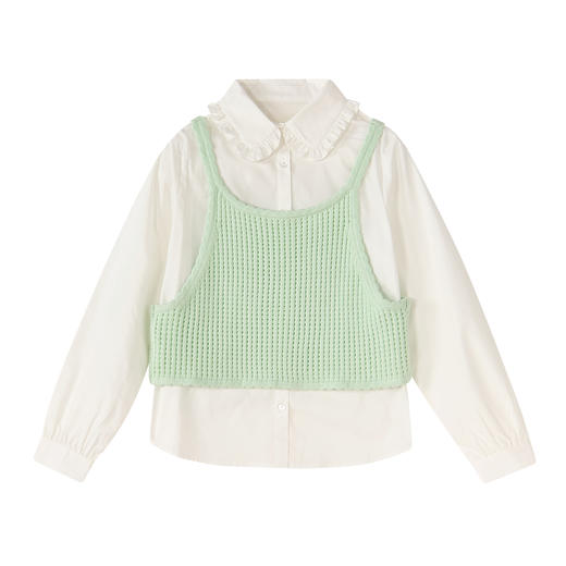 笛莎Deesha 童装女童套装2026春新款甜美衬衫马甲两件套装叠穿 商品图4