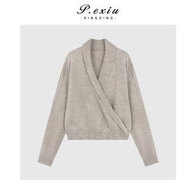 PanYiXiu/潘依绣山羊绒绵羊毛高级感气质交叉翻领长袖针织上衣Q20156