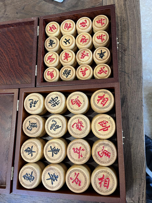 木盒装4分黄杨木中国象棋棋子 商品图6