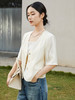 极简通勤奶白色 V 领短袖西装外套 天丝棉透气薄款 夏季宽松显瘦通勤开衫 商品缩略图0