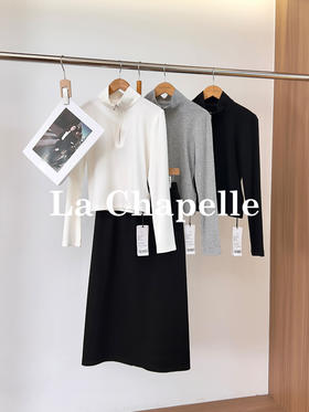 专柜实拍【气质高弹T恤】拉夏贝尔/La Chapelle春季立领半拉链长袖T恤女弹力足修身不束缚通勤百搭上衣