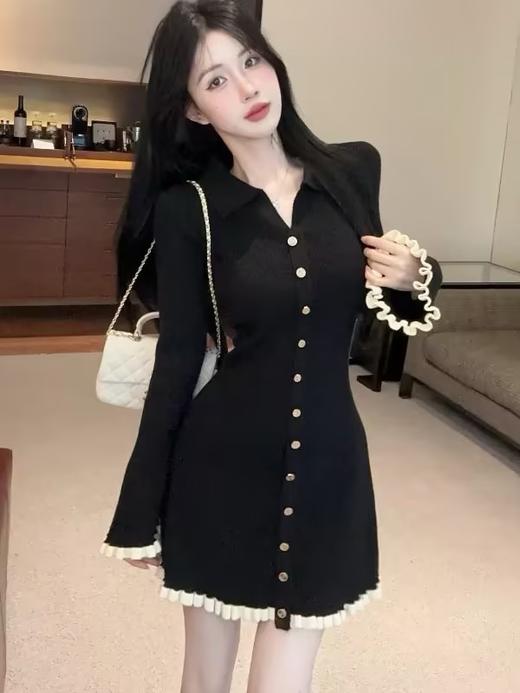 法式气质休闲时尚木耳边连衣裙-纪念日百货门店同款168246944 商品图0