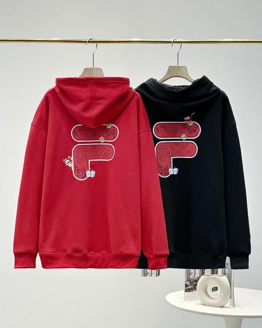 F010915运喜庆中国红加绒加厚连帽卫衣男女同款 商品图1