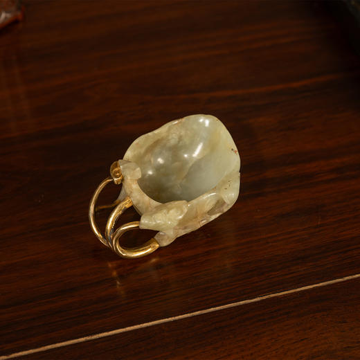 清	玉雕灵芝纹洗（包铜柄） 商品图2