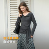 三彩2026春季新款荡领针织衫绑带毛衫修身长袖套头衫优雅M 商品缩略图3