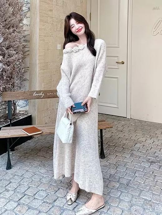 立体花朵针织连衣裙套装-纪念日百货门店同款168898627 商品图1