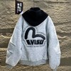 F010911字母标语刺绣羊绒连帽飞行员外套棉衣棉服 商品缩略图4