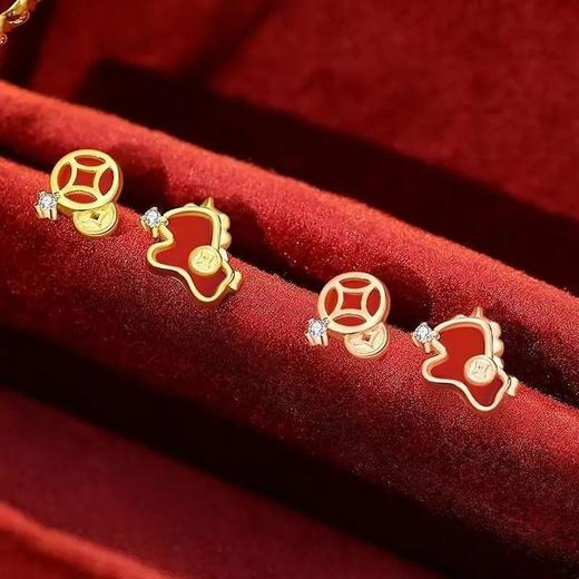 【神马送金❗️暴富如愿】钱币萌马耳钉马年本命年新中式精致马上暴富独角兽送好友礼物。jc 商品图3