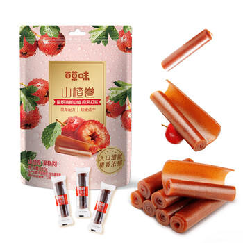 百草味 山楂卷228g/袋 山楂童年零食休闲食品 果干果脯蜜饯烘焙 商品图1