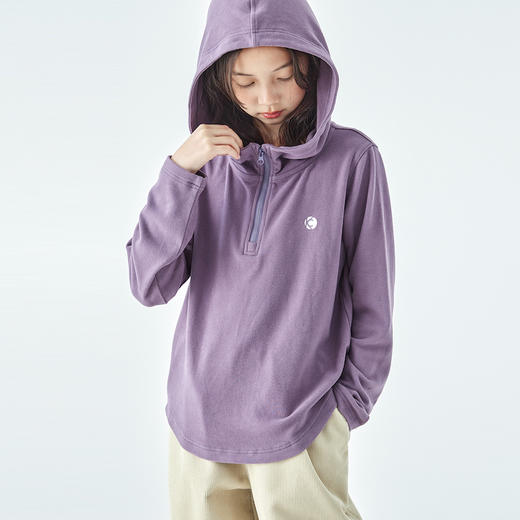 棵初25年冬季新款亲子中大女童休闲连帽衫亲肤微弹内里绒感针织衫 商品图2