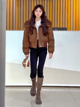 大方领帅气短款羽绒服