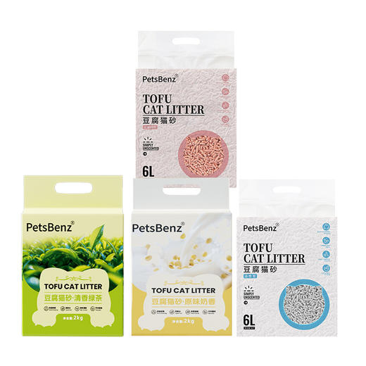 PetsBenz豆腐猫砂6L低尘原味可降解除臭植物猫砂活性炭 猫砂批发 商品图1