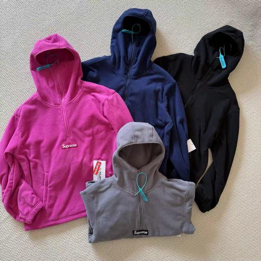 F010908联名款舒适时尚四色连帽半拉链抓绒卫衣男女同款 商品图1