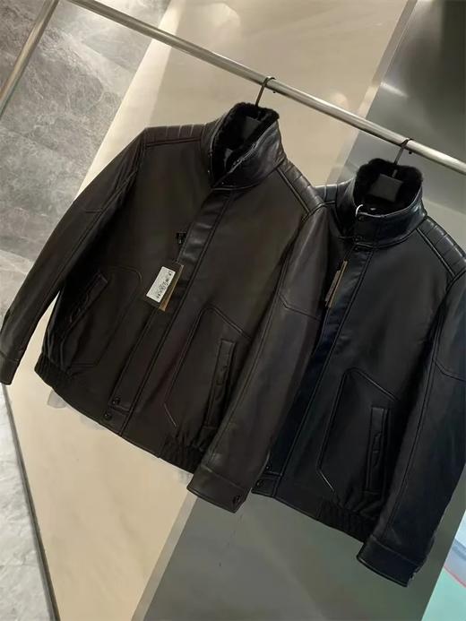 皮衣 PU皮面+羽绒混纺填充！可拆卸毛领立领/翻领皮衣 商品图2