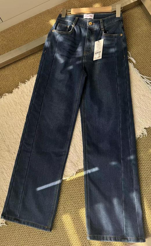 F010901秋季新款复古休闲加厚加绒牛仔裤直筒裤 商品图6