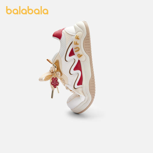 巴拉巴拉童鞋儿童休闲鞋女童春秋甜美透气小白鞋可拆梅花吊坠板鞋 商品图2