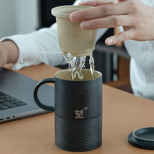 【预售7天】万仟堂高档办公杯茶杯办公室泡茶杯茶水分离杯陶瓷茶杯子男士望杯 瓷器商品不支持七天无理由 商品图2