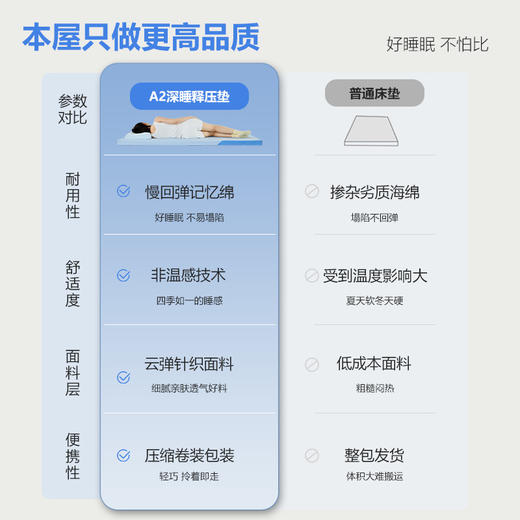 本屋创品A2深睡释压垫学生宿舍床垫单人租房榻榻米海绵薄垫褥子家用记忆棉软垫 商品图3