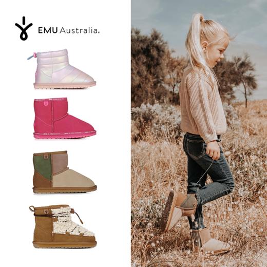 澳洲EMU童鞋雪地靴冬季渐变加绒加厚棉靴女童真羊毛保暖棉鞋 商品图1