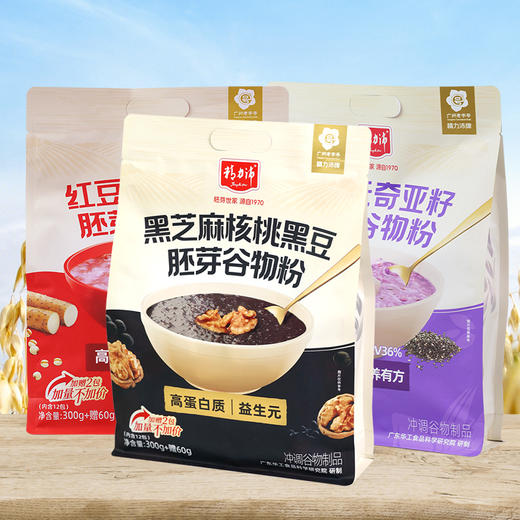 精力沛谷物胚芽代餐粉 黑芝麻核桃黑豆 红豆薏米 益生元奇亚籽 300g（30g*10袋）独立包装 商品图0