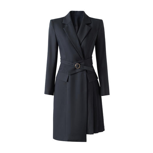 「高货wl」全新升级【铂金会员431/天猫579/差价148】(11155)洛诗琳气质不规则连衣裙2026春季腰带收腰通勤西装裙女 商品图2