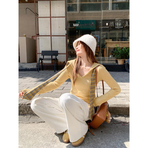 <曾小咸推荐>韩系气质披肩长袖t恤上衣女 商品图3