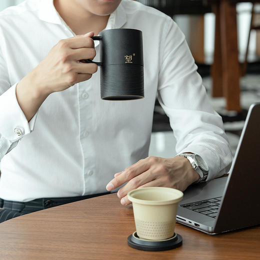 【预售7天】万仟堂高档办公杯茶杯办公室泡茶杯茶水分离杯陶瓷茶杯子男士望杯 瓷器商品不支持七天无理由 商品图3