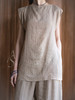 Cortana 26PS 米色亚麻提花条纹ellis无袖上衣 商品缩略图0