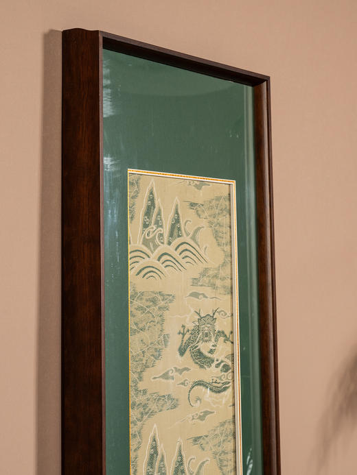 清	海水江崖蛟龙纹织锦挂屏 商品图2