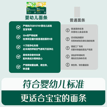 英氏婴幼儿面条鳕鱼胡萝卜味175g 辅食线面儿童早餐营养长直面 真验厂 商品图2