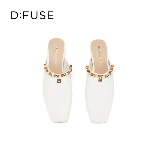 Dfuse迪芙斯2026春季新款时尚羊皮方头串珠穆勒拖鞋平底穆勒鞋单鞋DFE1110055 商品图9