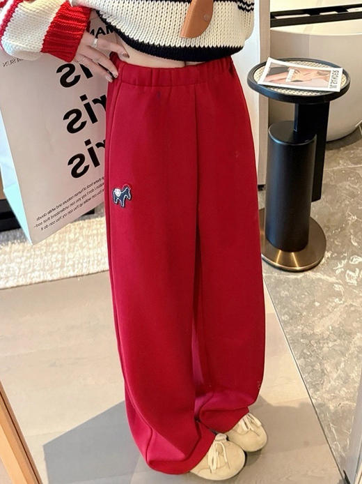 时髦精镰刀型加绒发财阔腿卫裤收口直筒两穿 商品图6