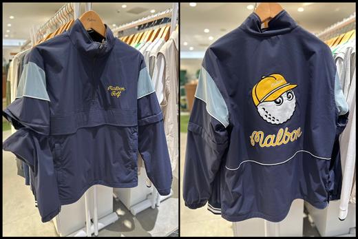 早春新款男士半拉链套头可拆袖两穿风衣外套来了！原厂改洗水标❗️拆袖设计多种穿搭，面料防风防泼水，内有防风网层，经典logo图案搭配字母刺绣，色彩时髦大气，时尚感十足，承载着M家的典型美式复古运动风！ 商品图1