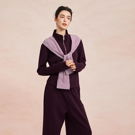 RE101斯尔丽26新款休闲时尚舒适好穿套装拉链上衣+直腿裤套装 商品图0